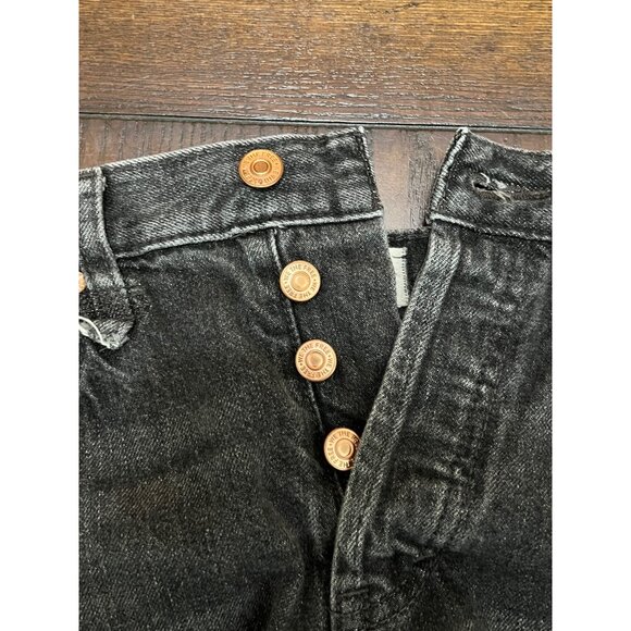 We The Free People Jean Shorts Distressed Button Fly Black High Rise Denim 25 - Picture 6 of 8